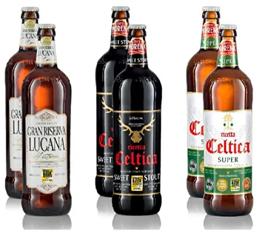 Birra Morena Selezione 6 Craft Beer 75cl (2 Celtica Sweet Stout, 2 Celtica Super, 2 Gran R...