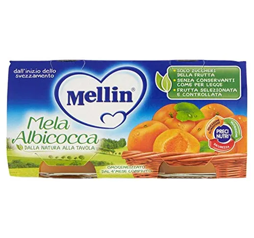 Mellin Omogeneizzato Mela e Albicocca, 2x 100g