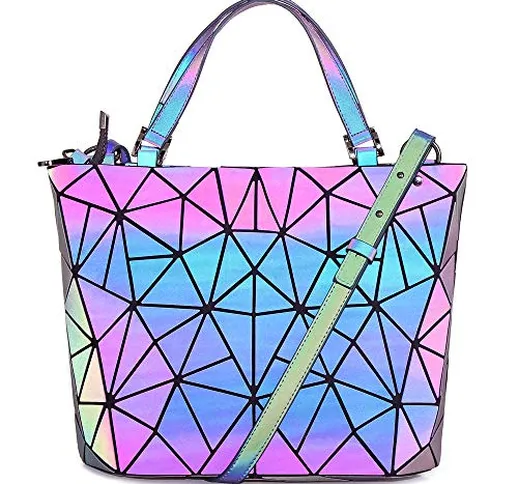 HOT ONE Colour Cambia Borse e borsette luminose geometriche Borsa olografica Borsa riflett...