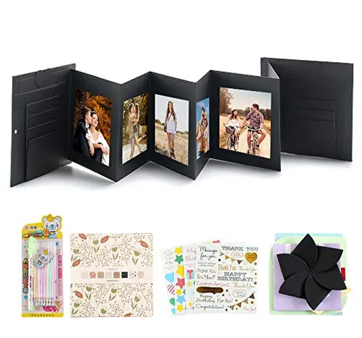 VEESUN Fai Da Te Scrapbook, Pagine Nere Folding Album Fotografico Ricordi 15x15cm, Incolla...