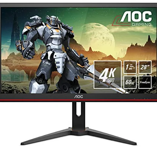 AOC G2868PQU Monitor Gaming 28", UHD 3840 x 2160, 2 HDMI, 1 DP, 4 USB, Speaker, Nero