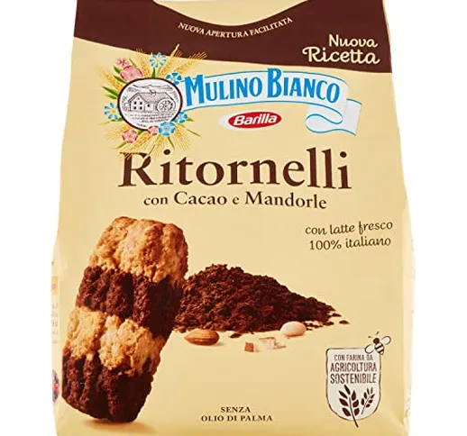Mulino Bianco Biscotti Frollini Ritornelli con Cacao e Mandorle, Senza Olio di Palma, 700g