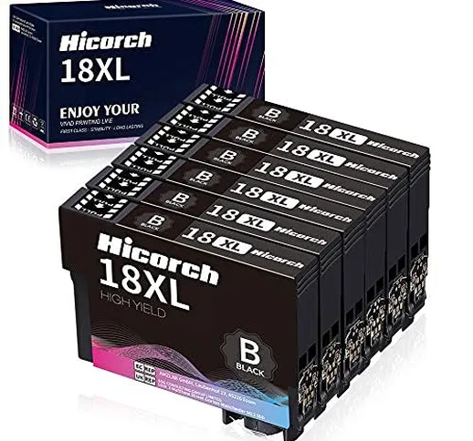 Hicorch 18XL Nero Cartucce d'inchiostro per Epson 18 Compatibili con Epson Expression Home...