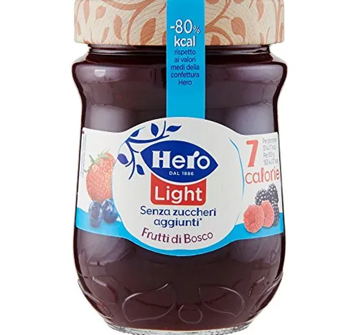 Hero Light Confettura Frutti di Bosco senza zuccheri aggiunti - 1 Confezione da 8 Vasi x 2...
