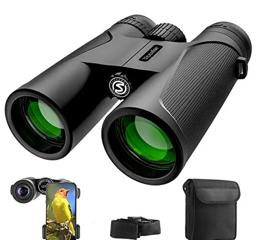 Binocolo Professionale, 12x42 HD Binocolo Compatto con Sacchetto di Trasporto & Adattatore...