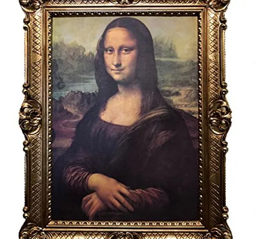 Leonardo da Vinci - Quadro "Mona Lisa" con cornice barocca, 70 x 90 cm, stampa artistica i...