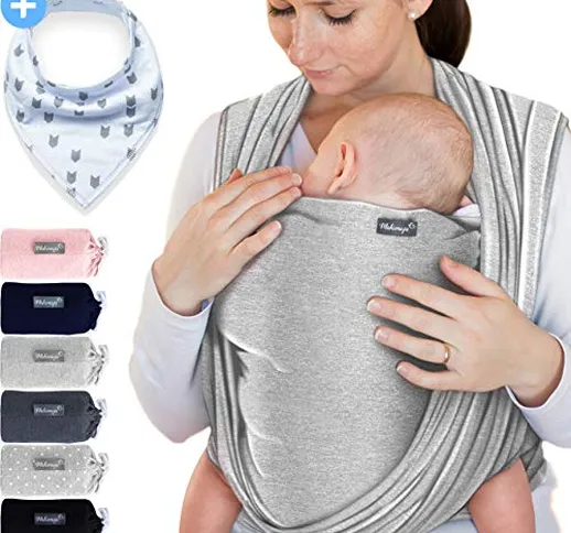 Makimaja - Fascia porta bebè grigio chiaro – tracolla di alta qualità per neonati e bambin...