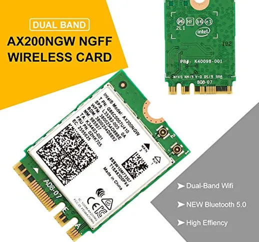 Wi-Fi AX200NGW 2.4Gbps 802.11ax Module - Dual Band, 2x2 Wi-Fi 6 / 11AX, Bluetooth 5.0, M.2...