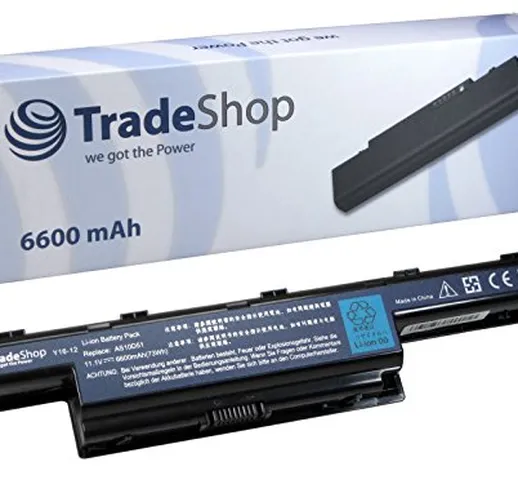 Trade-Shop, batteria per computer portatile da 10,8V/11,1V 6600 mAh, per Acer Aspire 5750...