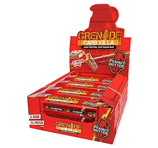 Grenade Carb Killa Barretta Proteica a Basso Contenuto di Carboidrati, 12 x 60g, Peanut Nu...