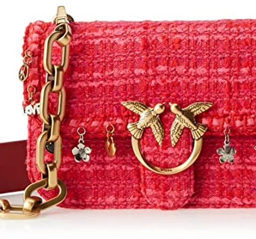 Pinko Love Bell Classic Boucle+vit., Borsa Donna, R41q_rosso Granato-antique Gold, Taglia...