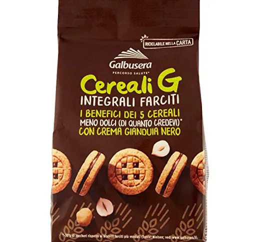 Galbusera Cereali G Integrali Farciti con Crema di Gianduia Nero 250 g