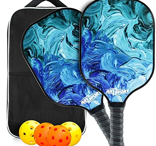 Palwin Set di Racchette Pickleball, Set di Racchette da Pickleball 2PCS in Fibra di Carbon...