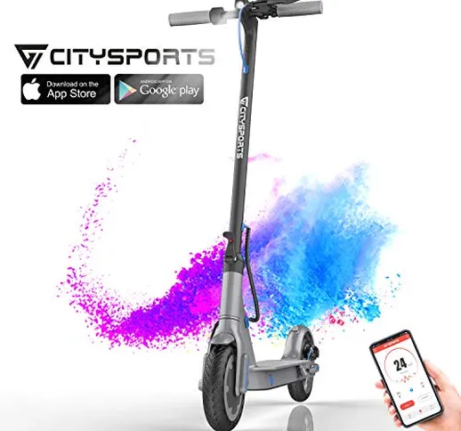 CITYSPORTS Monopattino Elettrico con 8,5 Pneumatici, E-Scooter Pieghevole, Bluetooth e Bat...