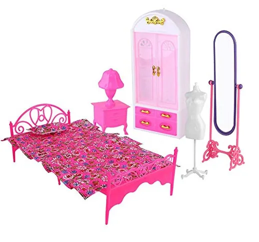 Mobili per Casa Bambole 2 Tipi Barbie Room Sets Mini Accessorio Puzzle Educativo Precoce R...