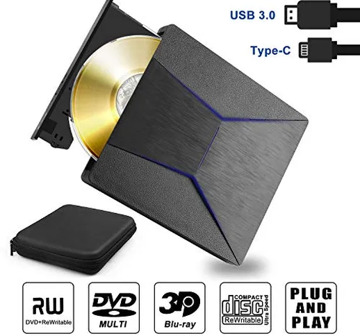 Lettore Masterizzatore Blu Ray DVD Esterno 4K 3D Unità BluRay Esterno DVD Lettore USB 3.0...