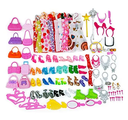 70 accessori per vestiti per bambole Barbie, 10 set vestito Dress, 30 pezzi accessori per...