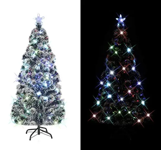 GOTOTOP Albero di Natale Artificiale con Supporto,LED e 280 Rami 210 cm per Essere utilizz...