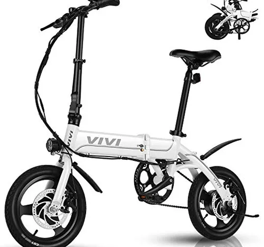 VIVI Bici Elettrica Pieghevole, 14 Pollici Ebike, 350W Bicicletta Elettrica Pedalata Assis...