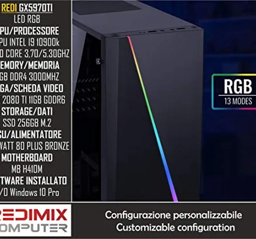 PC GAMING REDI GX5970TI I9-10900K H410M RTX 2080 TI 8GB DDR4 3000MHZ SSD 256GB M.2 650W BR...