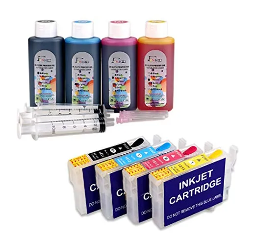 HEMEI Cartuccia D'inchiostro Ricaricabile 18XL e Inchiostro da 4 Bottiglie,Compatibile per...