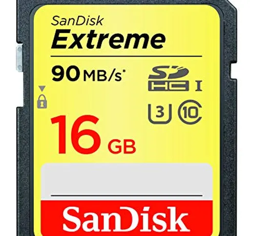 SanDisk Extreme Scheda di Memoria, SDHC da 16 GB, fino a 90 MB/sec, Classe 10, U3, V30