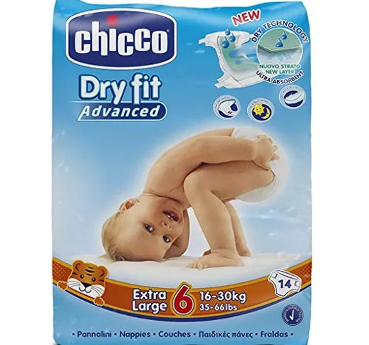 Chicco Dry Fit - 3 pannolini per bambini da 16 a 30 kg, taglia 6, confezione da 14