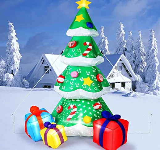 CAMULAND Albero di Natale Gonfiabile Gigante con luci a LED Integrate, Decorazioni Nataliz...
