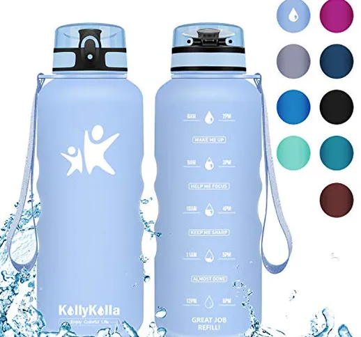 KollyKolla Bottiglia d'Acqua Sportiva 350ml/500ml/800ml/1l/1572ml, Tritan Borraccia a Prov...