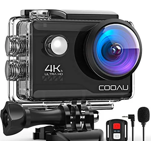 COOAU Action Cam HD 4K 20MP WiFi Con Microfono Esterno Fotocamera Sott'acqua 40M con Telec...