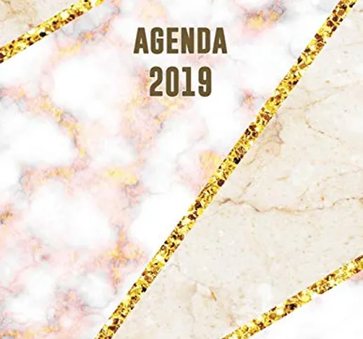 Agenda 2019: Agenda settimanale con calendario 2019 | Mosaico in Marmo Beige Rosa e Oro |...