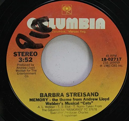 Barbara Streisand 45 RPM Memory - the theme from Andrew Lloyd Webber''s Musical "Cats" / E...