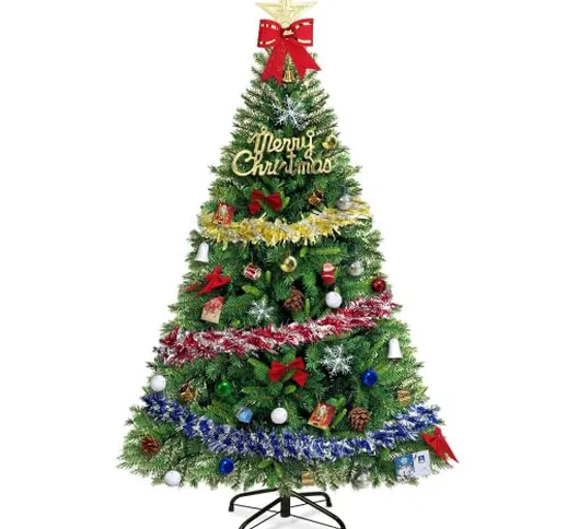 Albero di Natale artificiale 150 cm con 500 punte e 110 decorazioni per albero di Natale a...
