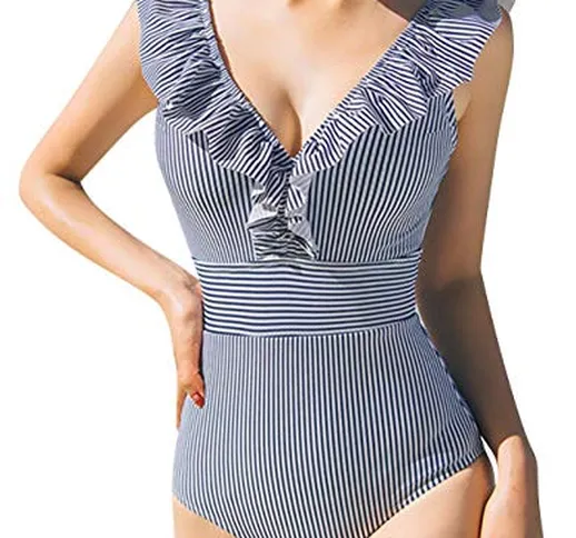 heekpek Donna Costume da Bagno Intero Elegante Striscia Multiway Imbottito Push Up Bikini...