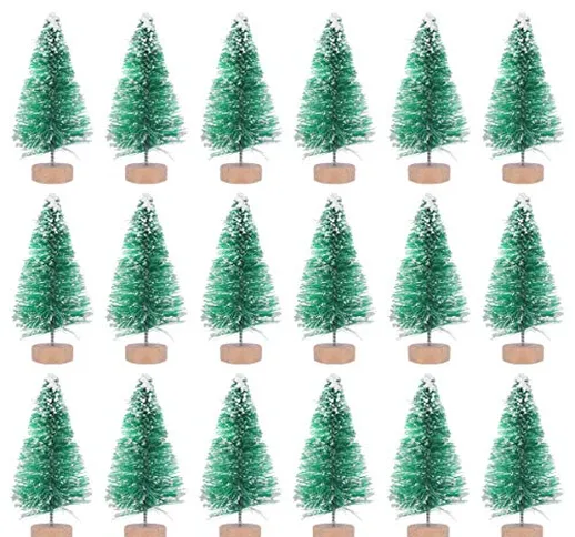 Amosfun 18pcs Mini Alberi di Pino Alberi di sisal in Miniatura Albero di Natale con Base i...