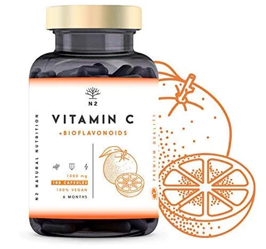 VITAMINA C 1000 mg ALTO DOSAGGIO + Bioflavonoidi - Naturale Vitamine C Complex Pura - Ridu...