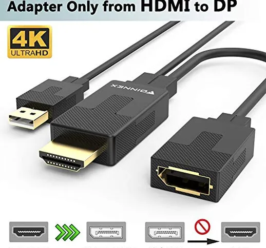 Adattatore da HDMI a DisplayPort 4K@60Hz, da PC a monitor maschio HDMI a DP Dongle con Aud...