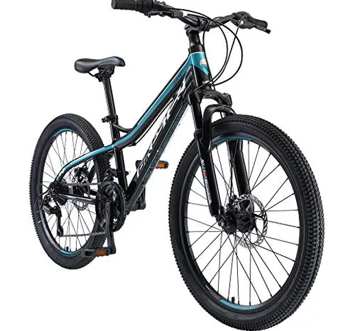 BIKESTAR MTB Mountain Bike Alluminio per Bambini 10-13 Anni | Bicicletta 24 Pollici 21 vel...