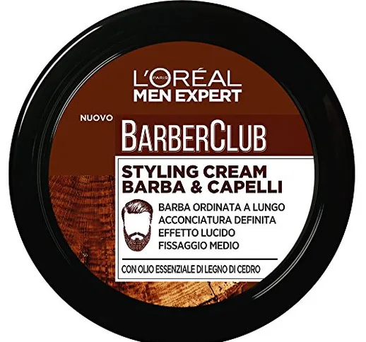 L'ORÉAL Paris Men Expert Barber Club Crema Modellante per Barba e Capelli, Styling Cream a...