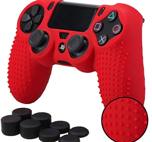 Pandaren® BORCHIE silicone custodie cover pelle antiscivolo per PS4 controller x 1 (rosso)...