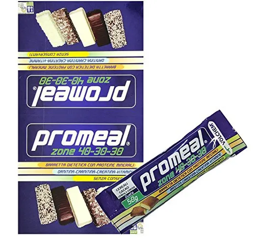 Volchem Promeal 12 Barrette Proteiche da 50 gr. per Dieta a Zona 40-30-30 GUSTO COOKIE (BI...