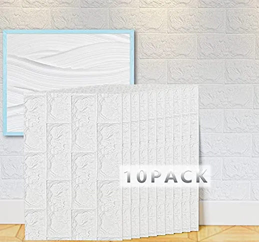 Confezione da 10 adesivi 3D Brick Wallpaper, fai da te, rimovibili, in schiuma PE, a forma...
