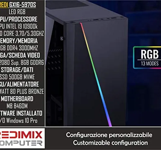 PC GAMING REDI GX16-5970S I9-10900K B460M RTX 2080 SUPER 8GB 16GB DDR4 3000MHZ SSD 500GB N...