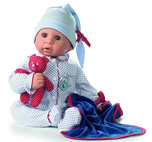Götz 1161034 Bambola Cookie tutina a pois blu - bambola bebè alta 48 cm con occhi marroni...
