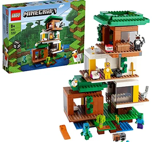 LEGO Minecraft La Casa sull'Albero Moderna, Giocattoli per Bambini e Bambine dai 9 Anni in...
