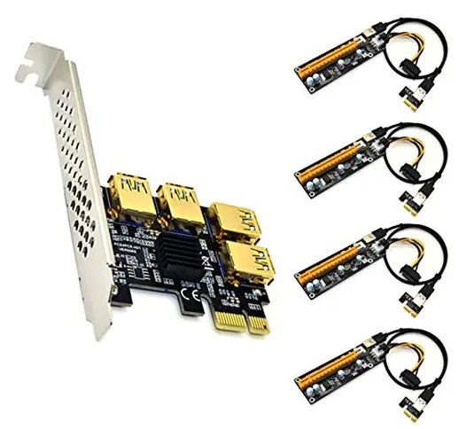 Valink - Scheda adattatore PCIe a 4 porte PCI-E da 1 a 4 porte USB 3.0 PCI-E Rabbet GPU