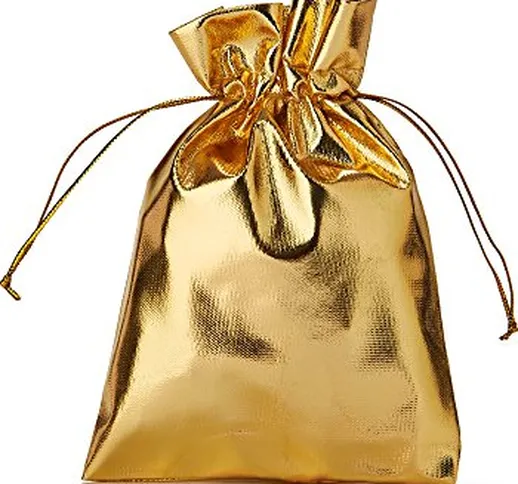 5 sacchetti di organza opaca, sacchettini organza oro metallizzato, sacchetti regalo, port...
