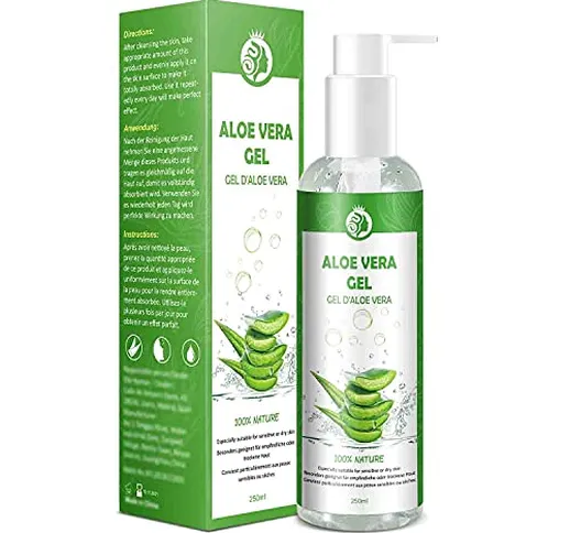 Aloe Vera Gel Puro 100% Gel Aloe Vera - Gel di Aloe Vera Naturale per Viso, Corpo, Mani e...