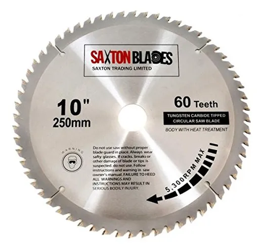 Saxton Lama da legno per sega circolare, 250 x 30 mm, con 60 denti per Bosch, Makita e alt...