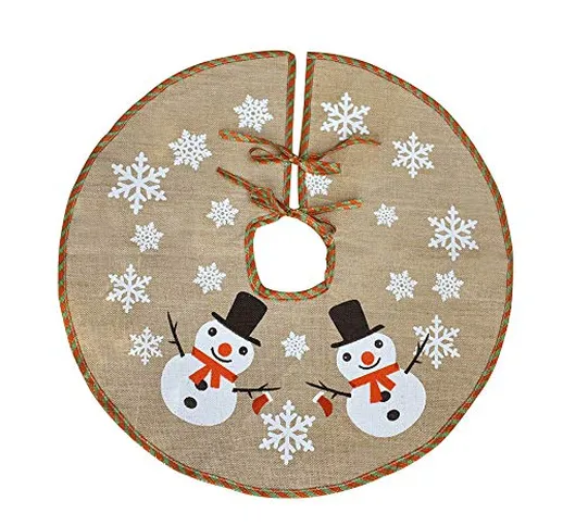 Awtlife - Tappetino in iuta per albero di Natale, diametro 76,2 cm, decorato con Babbo Nat...